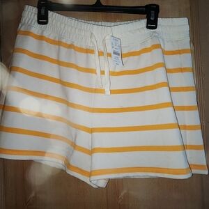 White and Yellow Striped Shorts